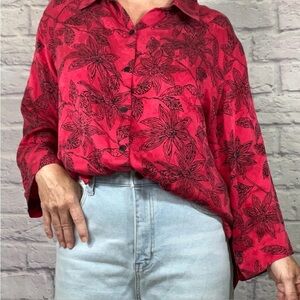 Vintage Chico’s Design 100% Silk Blouse Shirt Size 2 (Large) Luxury Romantic C13